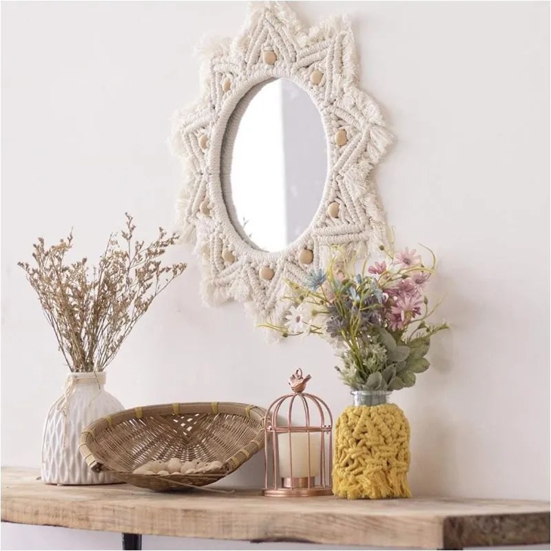 Tutumi REA, nástenné zrkadlo Boho 50cm(zrkadlo 34cm), 322049, HOM-03005