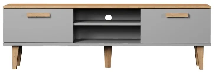 TV stolík DENVER 160 cm sivý/dub hickory