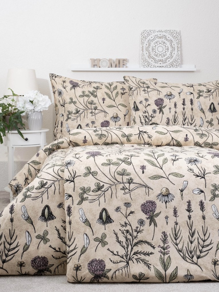 Francúzske flanelové obliečky - Herbár béžové