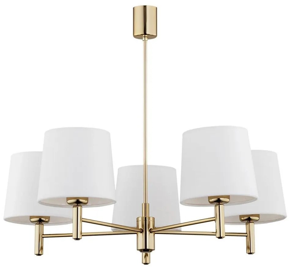 Argon 2106 - Luster na tyči PONTE 5xE27/15W/230V mosadz/krémová