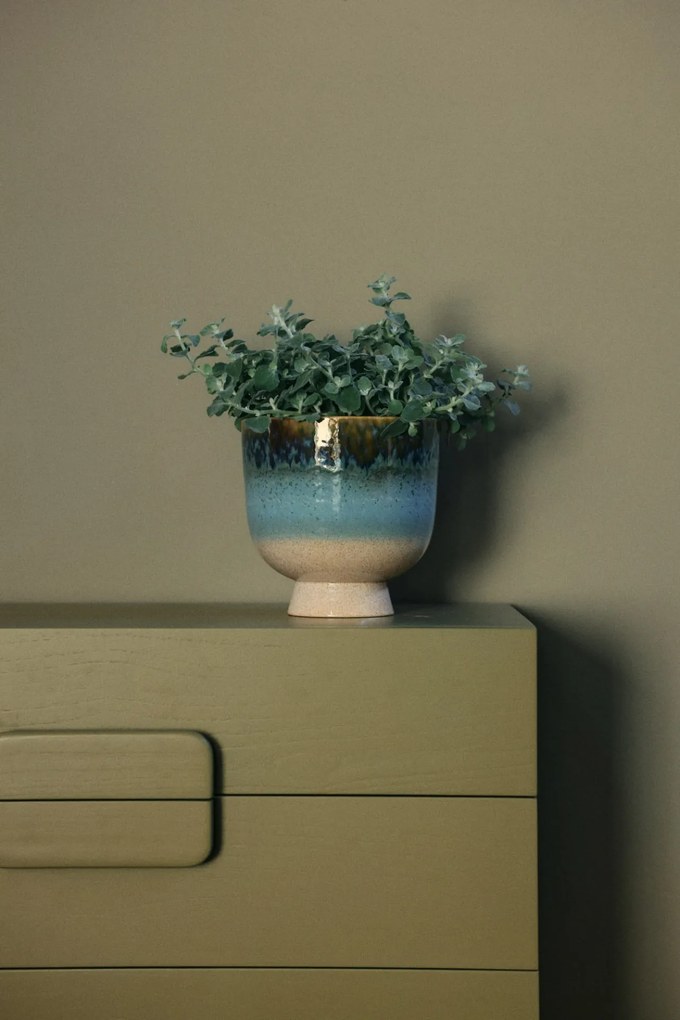 HK living Kameninový obal na květináč Retro Lagoon 20 cm