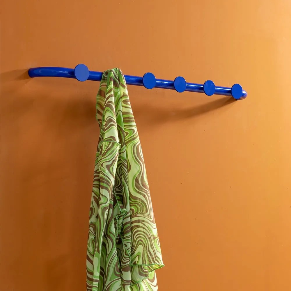 Modrý kovový nástenný vešiak 75 cm Retro – Spinder Design