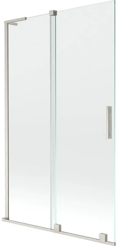 Mexen Velar L, 2-krídlová posuvná vaňová zástena 110 x 150 cm, 8mm číre sklo, brúsená oceľ, 896-110-003-01-97