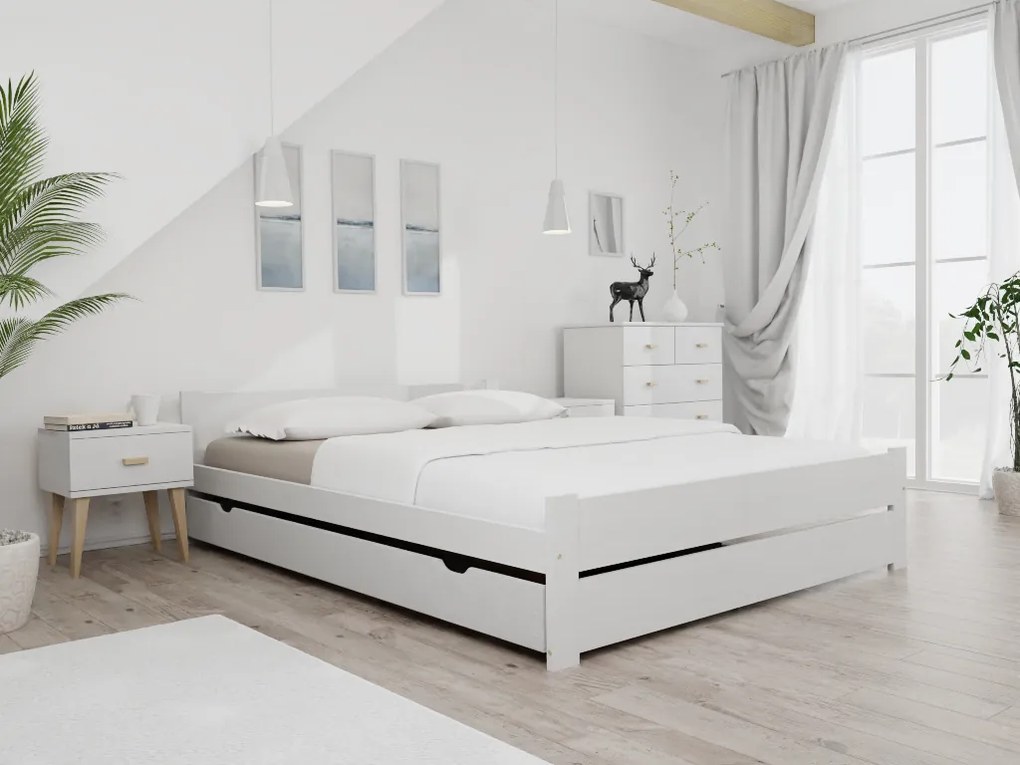 Posteľ IKAROS DOUBLE 120 x 200 cm, biela Rošt: Bez roštu, Matrac: Matrac Somnia 18 cm