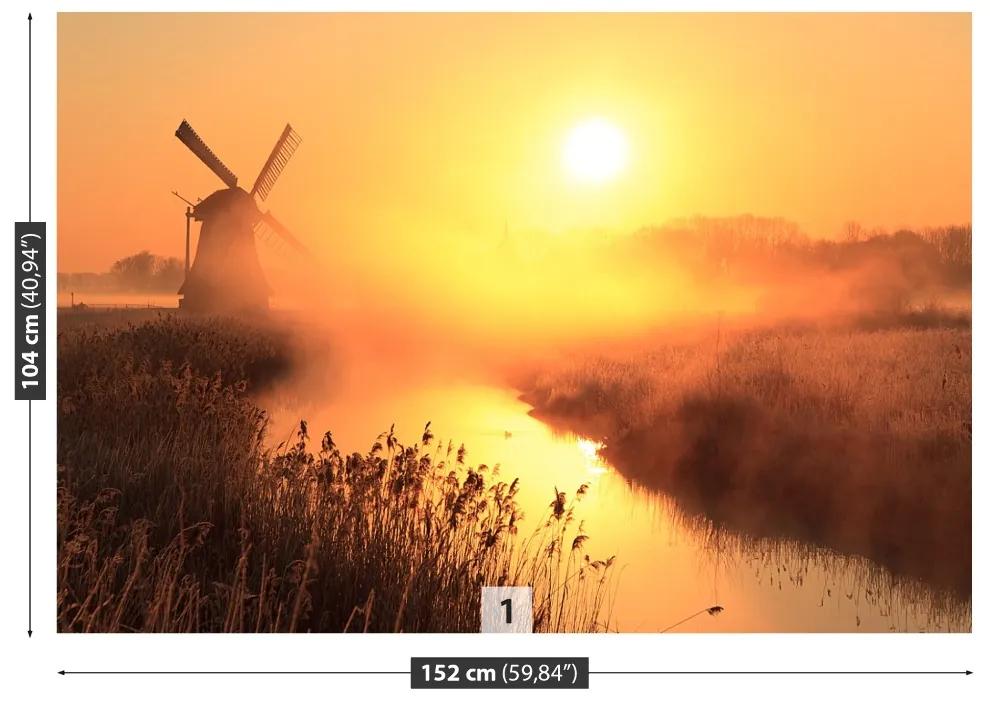 Fototapeta Vliesová Slnko veterný mlyn 104x70 cm