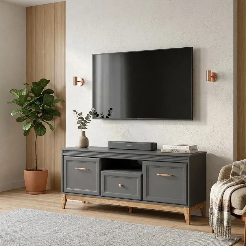 TV stolík ARLIN diamantovo sivá 136 cm
