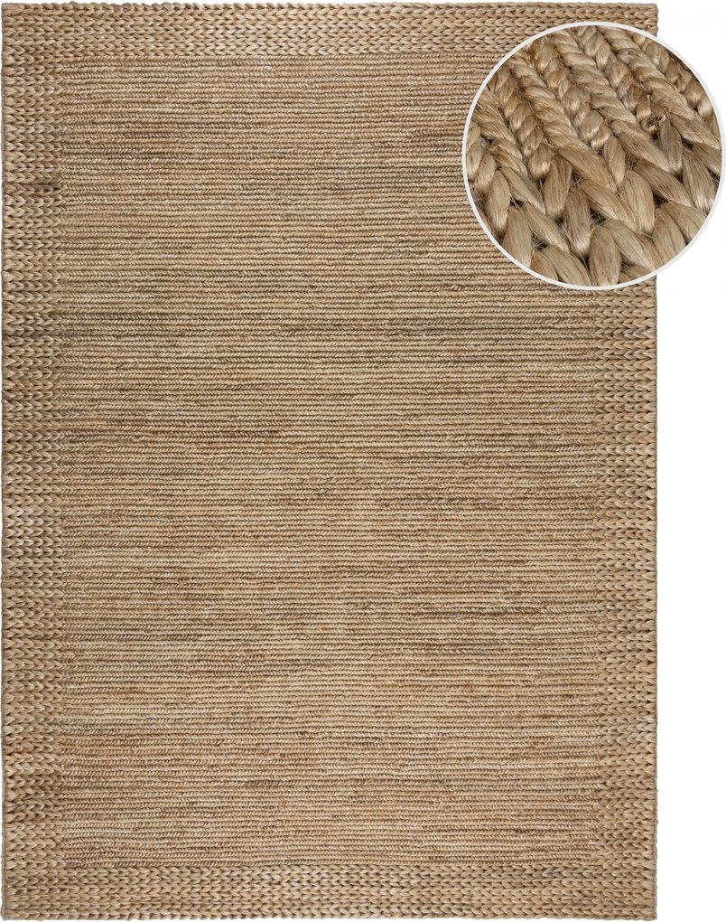 Kusový koberec Drew Braid Border Natural, 120x170, béžová, chodba / predsieň, Flair Rugs
