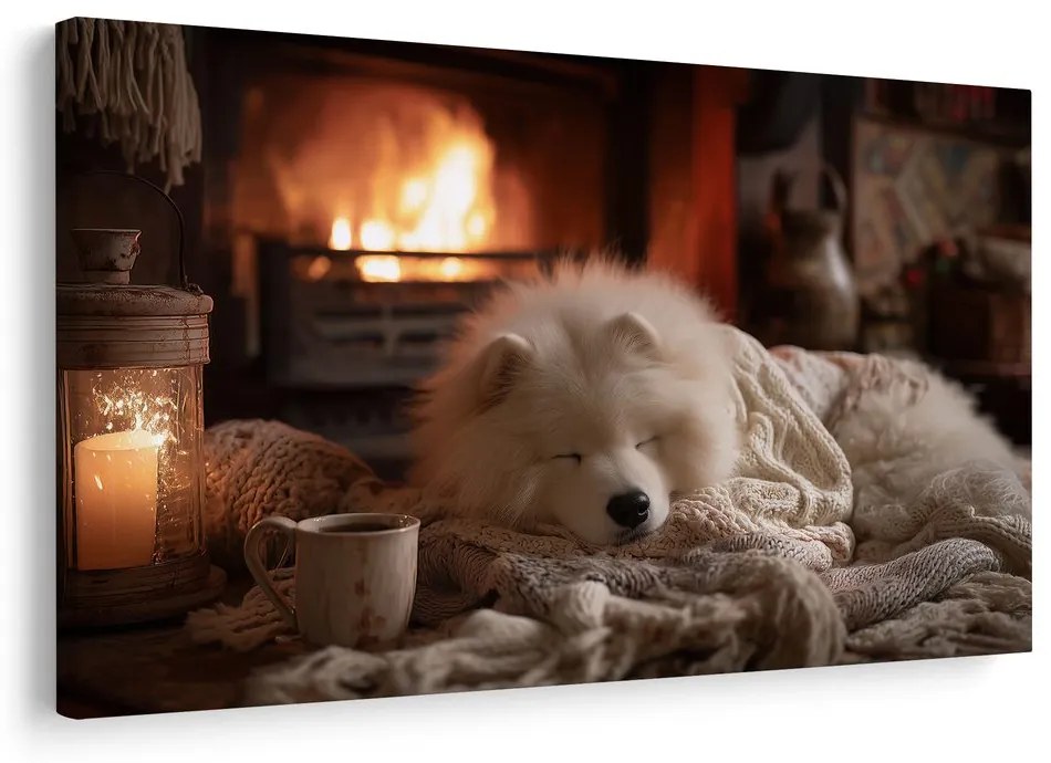 Obraz vianočná pohoda pri krbe