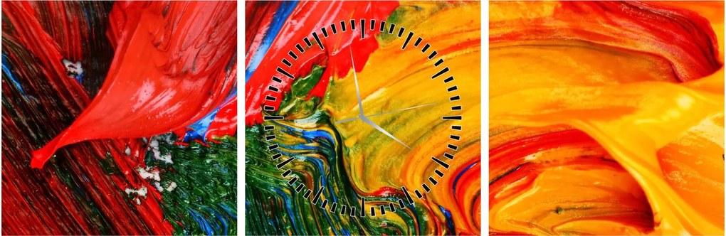 Obraz - Modrenie abstrakcie štetcom (s hodinami) (90x30 cm)