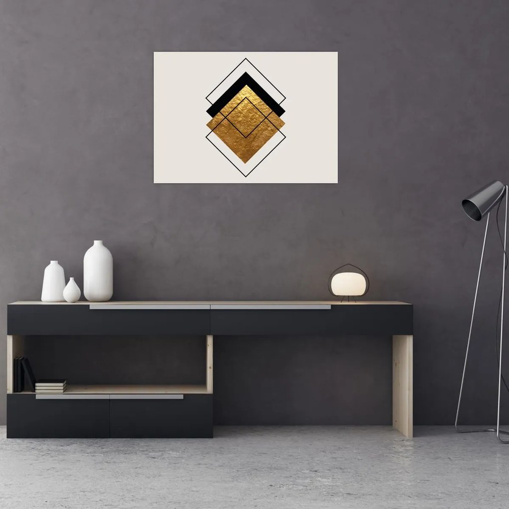 Obraz - Abstrakcia zlatá a biela N⁰1 (70x50 cm)