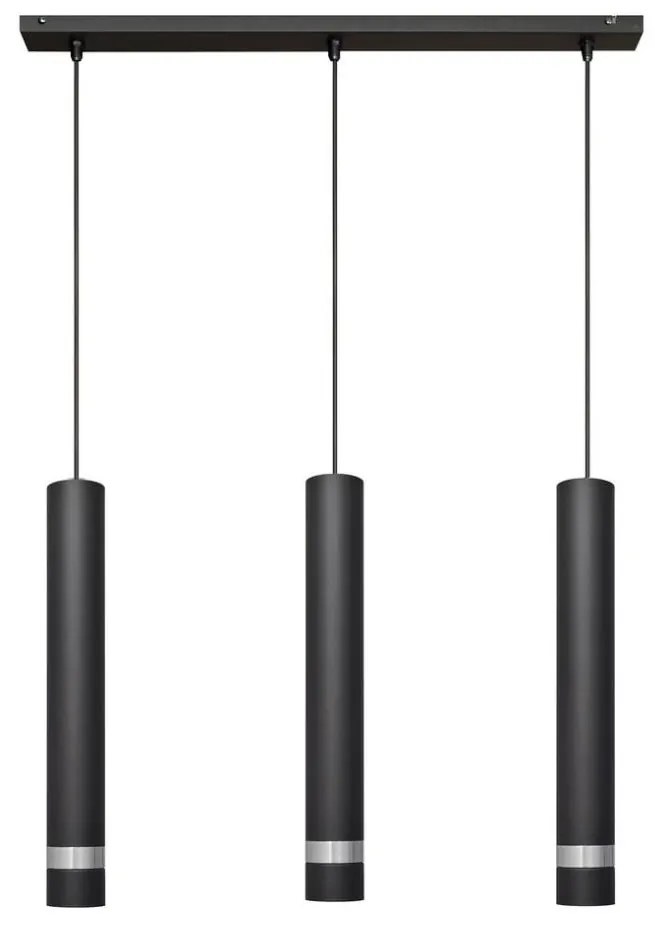 LED Luster na lanku TUBA 3xGU10/4,8W/230V čierna/chróm