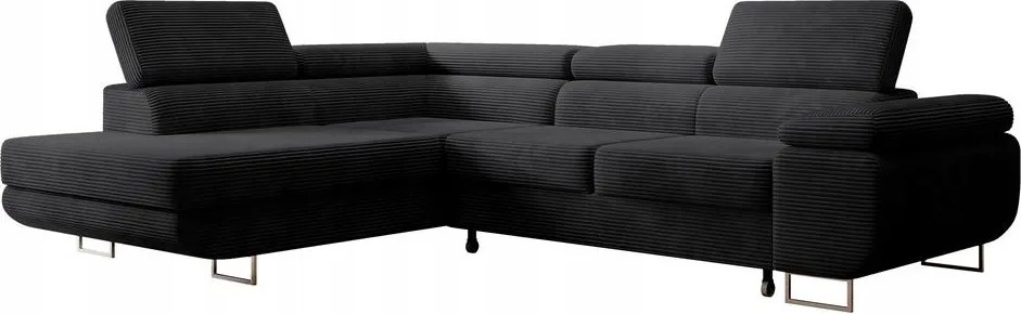 Rohová sedacia súprava Stiletto (L) (čierna strieborná)