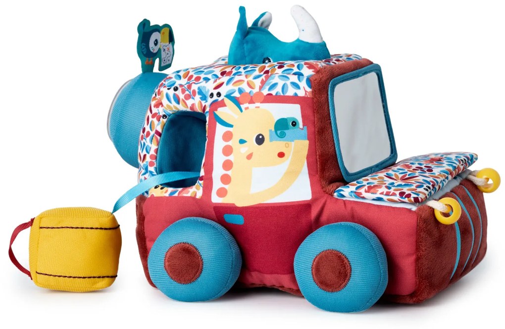 Lilliputiens - textilné autíčko s aktivitami a zrkadielkom