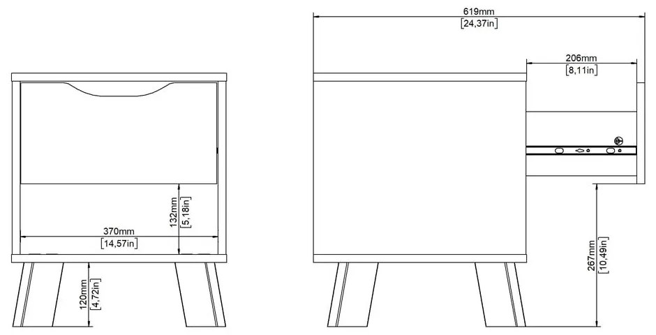 Biely/v prírodnej farbe nočný stolík Ikast – Tvilum