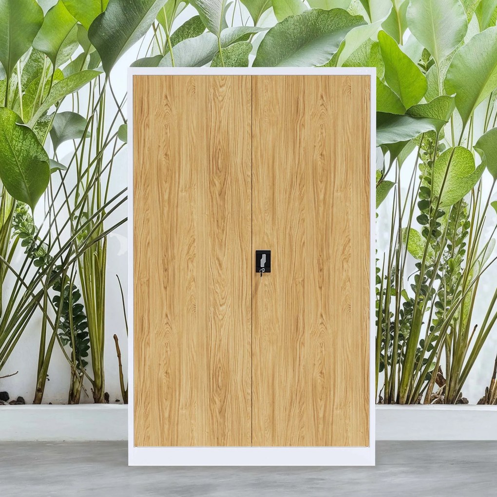 Kovová kancelárska skrinka Biely/ Zlatý dub: Eco Design JAN II