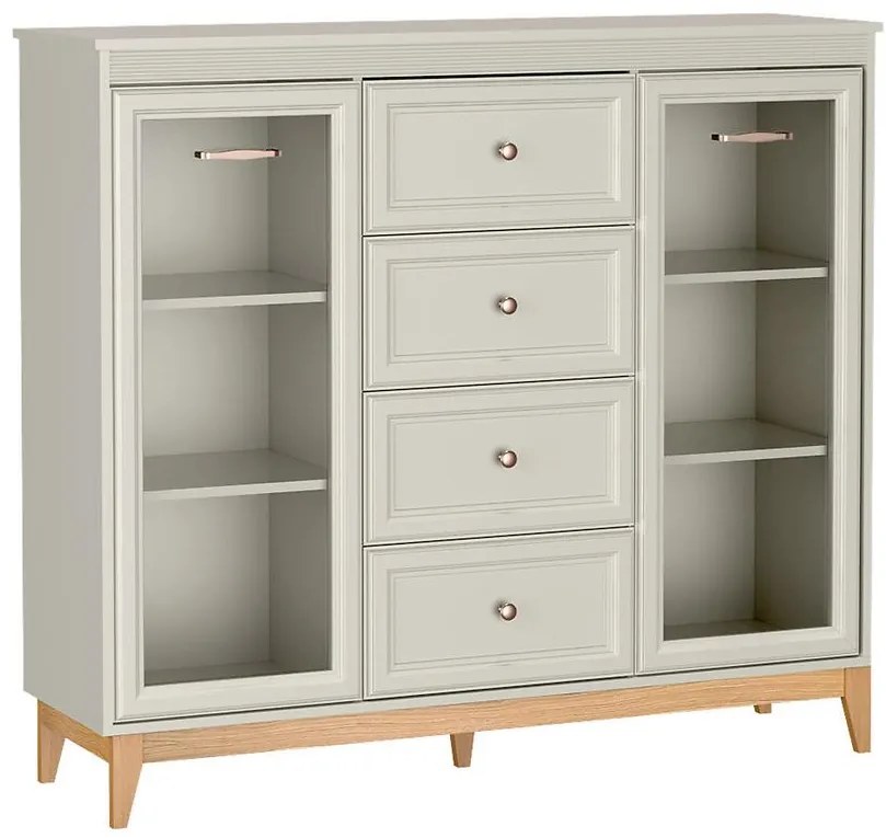 Vitrína nízka Windsor 7w Kašmír/Dub prírodný