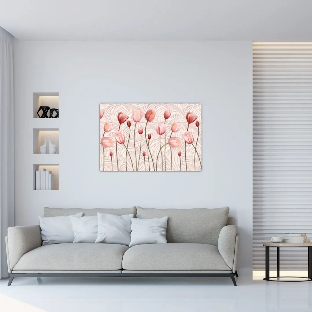 Obraz - Ružové tulipány (90x60 cm)