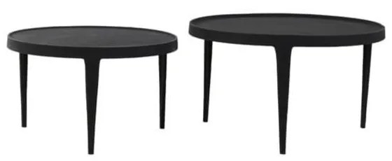 Čierne okrúhle konferenčné stolíky v súprave 2 ks ø 75 cm Tobias – Light &amp; Living