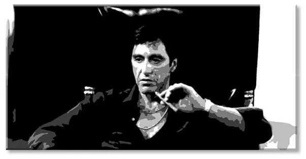 Najväčší mafiáni na plátne Scarface - Nahnevaný Tony Montana s cigarou v ruke | rôzne rozmery