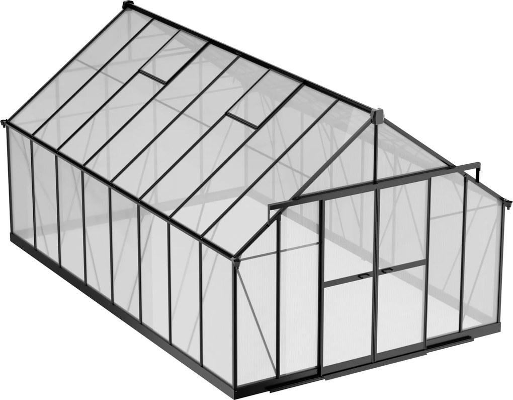 Skleník 245 x 305 x 488 cm, zosilnená konštrukcia, polykarbonát 6 mm