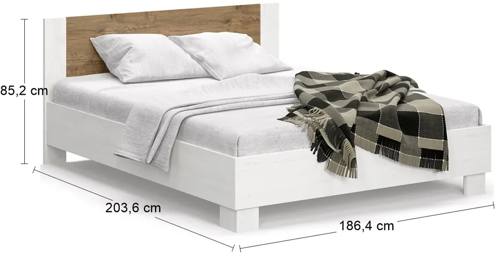 Manželská posteľ s roštom Mateo LB-180 180x200 cm - sosna Andersen / dub april