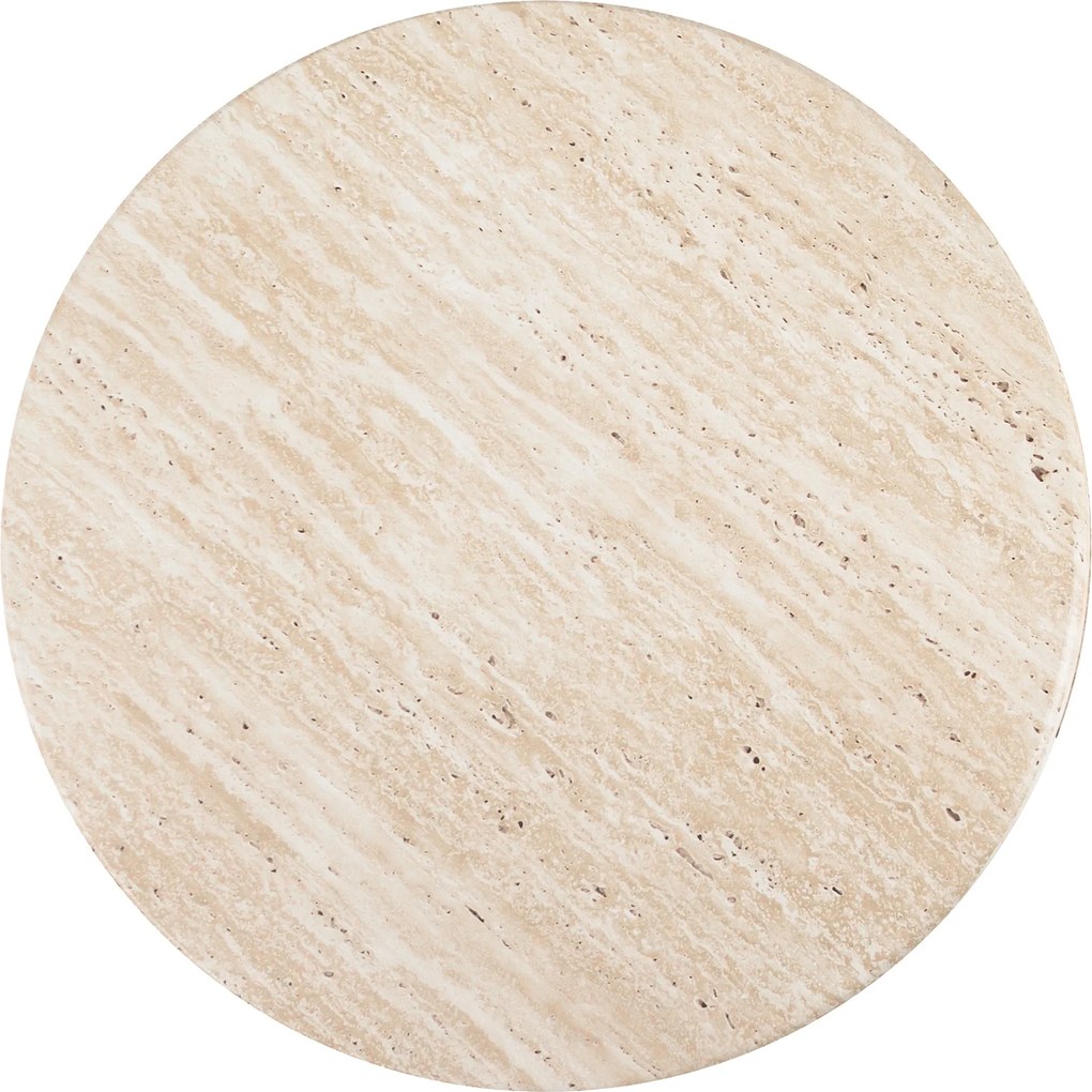 Okrúhly konferenčný stolík Massia 80 cm do obývačky - travertín / orech