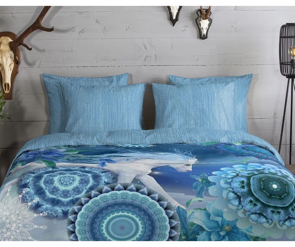 Modré flanelové obliečky na jednolôžko 140x200 cm Lumi – HIP