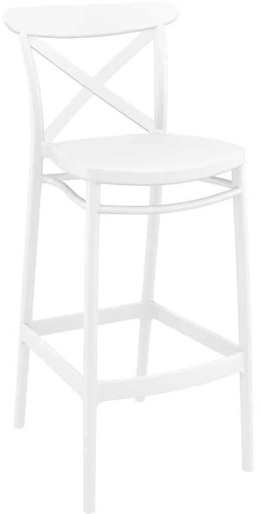 CROSS BAR 75 záhradná barová stolička white