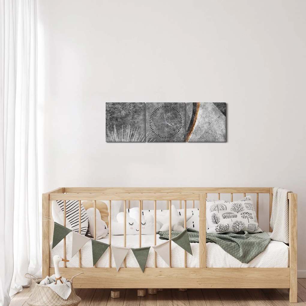 Obraz - Abstrakcia v betóne (s hodinami) (90x30 cm)