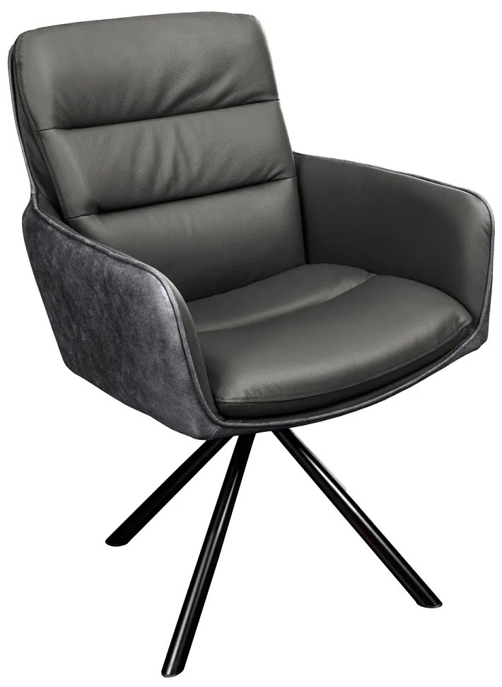 Dizajnová otočná stolička Maddison sivá koža