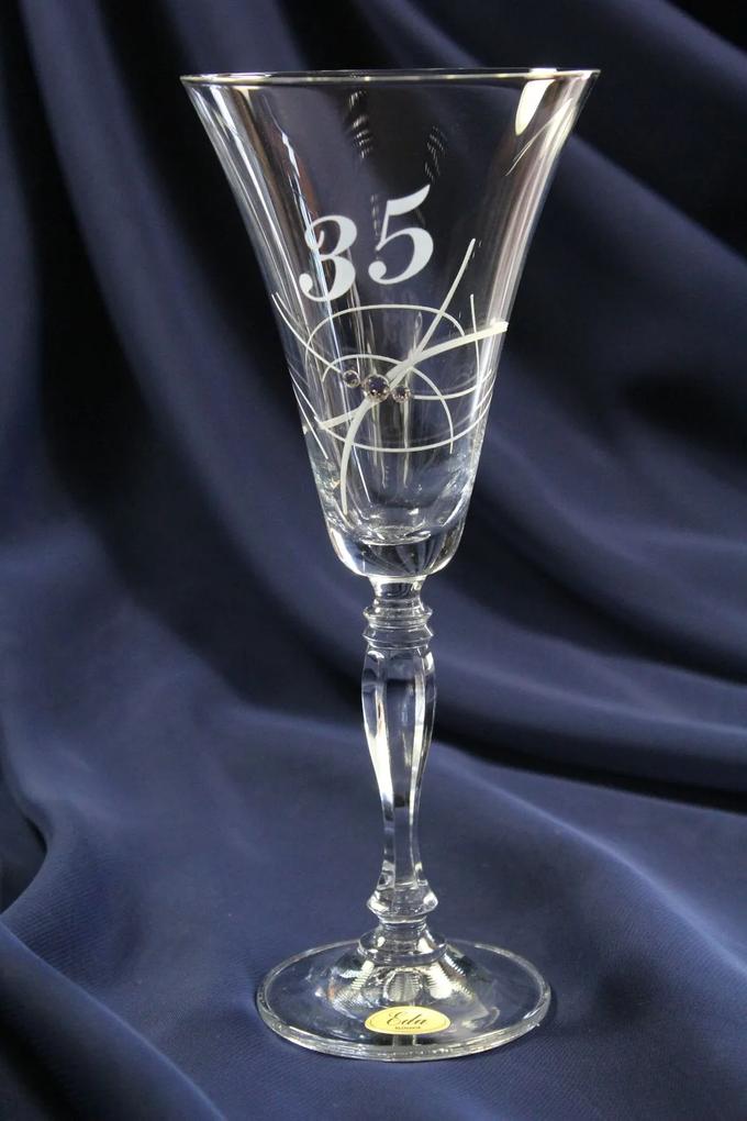 Výročný pohár na 35. narodeniny ŠAMPANSKÉ so swarovski kryštálmi