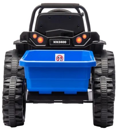 Elektrický traktor s prívesom Farmer modrý