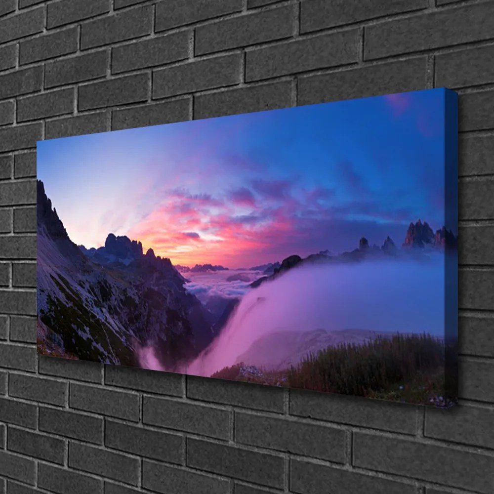 Obraz Canvas Hmla hory východ slnka 140x70 cm