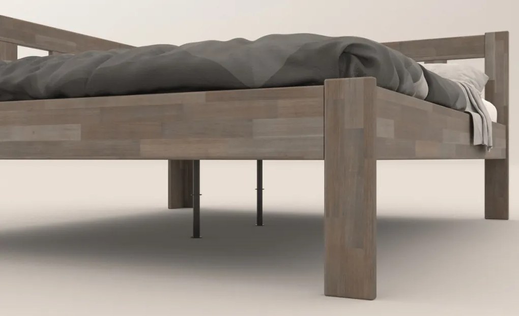 Rohová posteľ so zástenou vľavo Tema L 180x200 cm, šedý buk