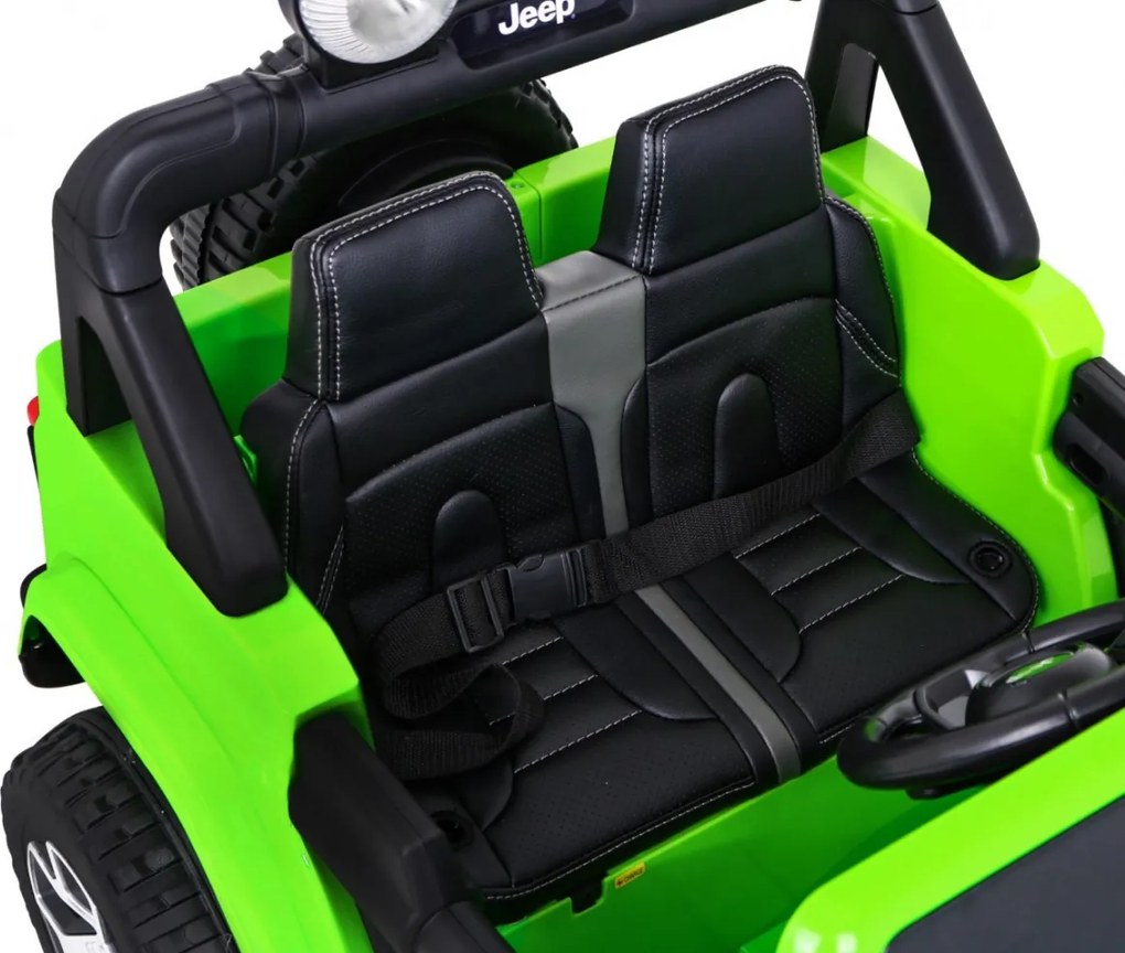 Ramiz Jeep Wrangler Rubicon batéria pre deti Zelená + diaľkové ovládanie + MP3 LED rádio + EVA kolesá