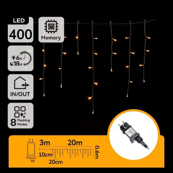 Aigostar - Vonkajšia LED reťaz 400xLED/8 funkcií 23x0,6m IP44 teplá biela