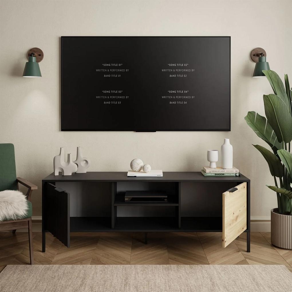 TV stolík CAROLINE čierna + dub artisan 153cm
