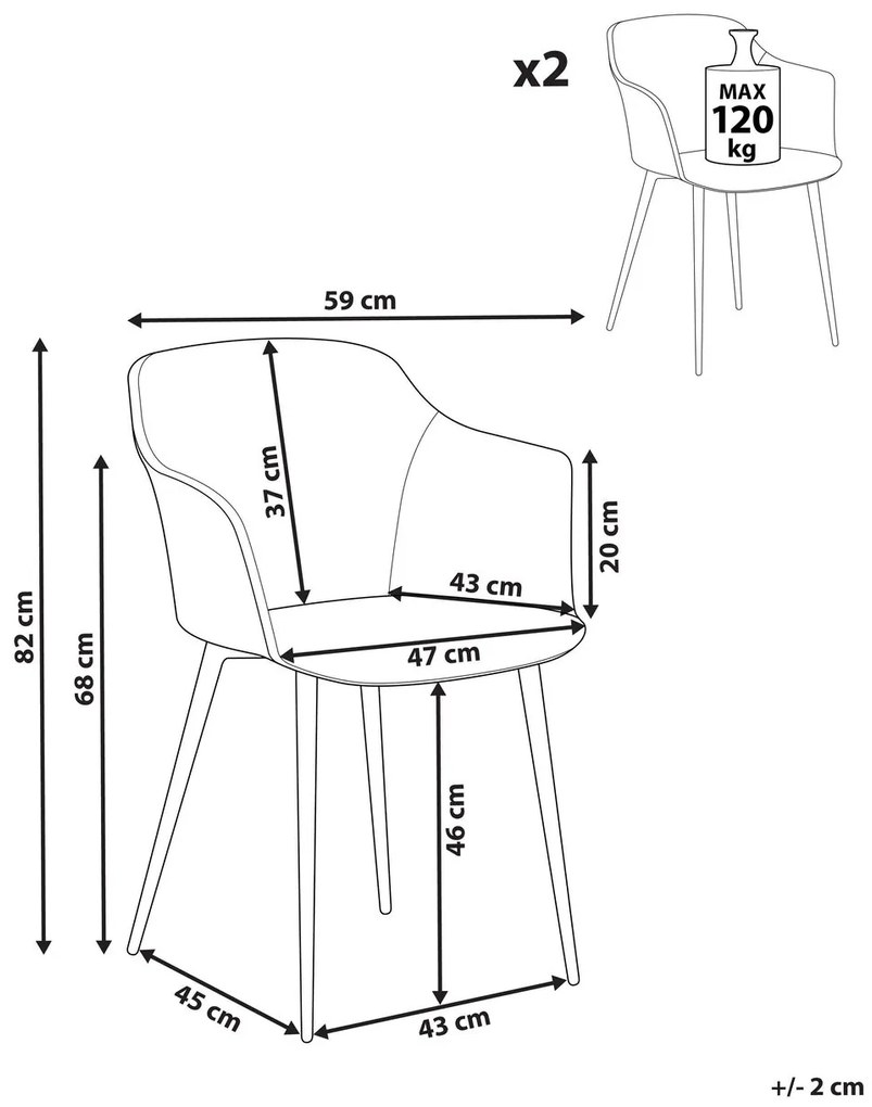 Set 2 ks jedálenských stoličiek Eleni (sivá). Vlastná spoľahlivá doprava až k Vám domov. 1078709