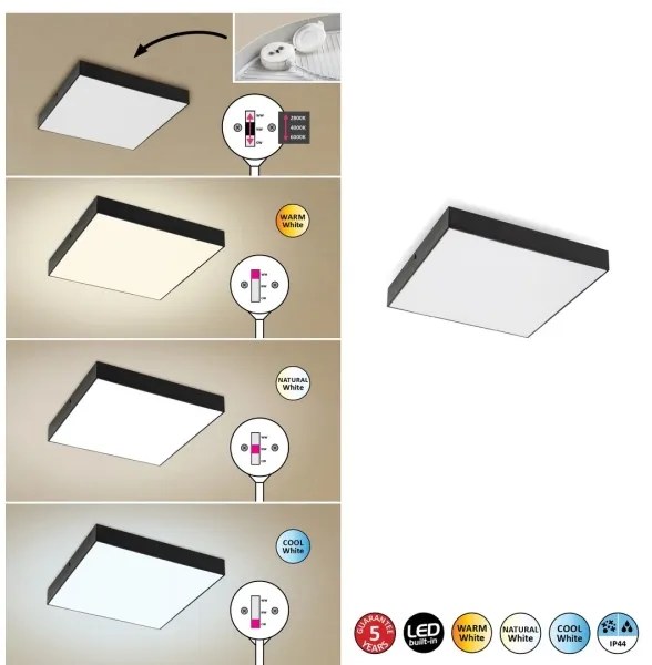 Rabalux - LED stropné svietidlo LED/24W/230V 2800-6000K IP44 čierne