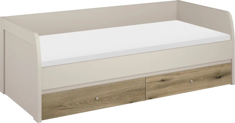 Posteľ, 90x200, kašmír/dub evoke, KAROS 2S