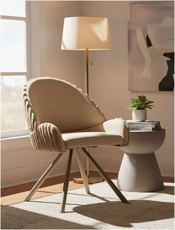 Krémové čalúnené jedálenské kreslá v súprave 2 ks s podrúčkami Stockholm – Mauro Ferretti