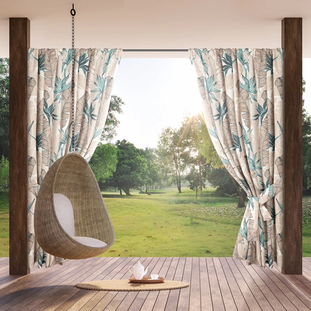 ZÁHRADNÝ VODEODOLNÝ ZÁVES NA PÁSKE GARDEN 155X240 CM LISTY