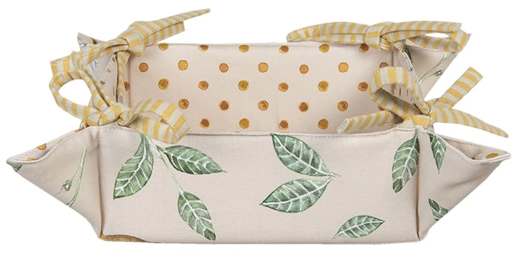 Bavlnený košík na pečivo s motívom citrónov Lemons & Leafs - 35 * 35 * 8 cm