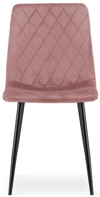 Set štyroch jedálenských stoličiek TURIN zamatový ružový (čierne nohy) 4 ks