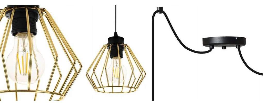 Závesné svietidlo Nuvola Spider 1, 2x zlaté drôtené tienidlo