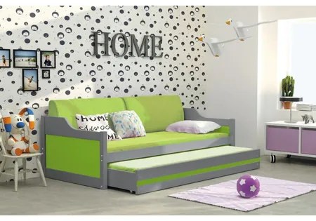Detská posteľ alebo gauč s výsuvnou posteľou DAVID 190x80 cm Ružová Sivá