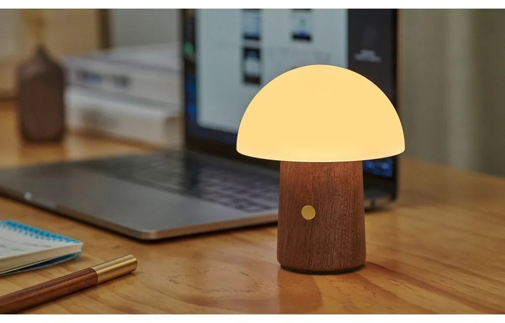 Biela/v tmavoprírodnej farbe LED stolná lampa (výška 12,5 cm) Alice Mushroom – Gingko