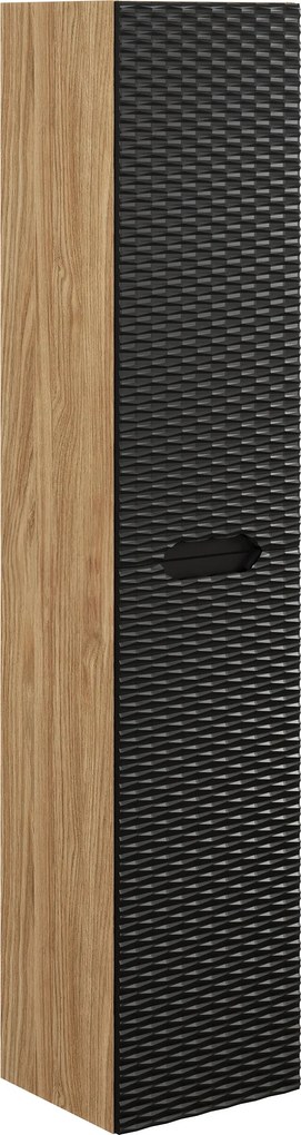 Comad Doplnková kúpeľňová skrinka vysoká Ocean Black 35 dub olejovaný/čierna mat