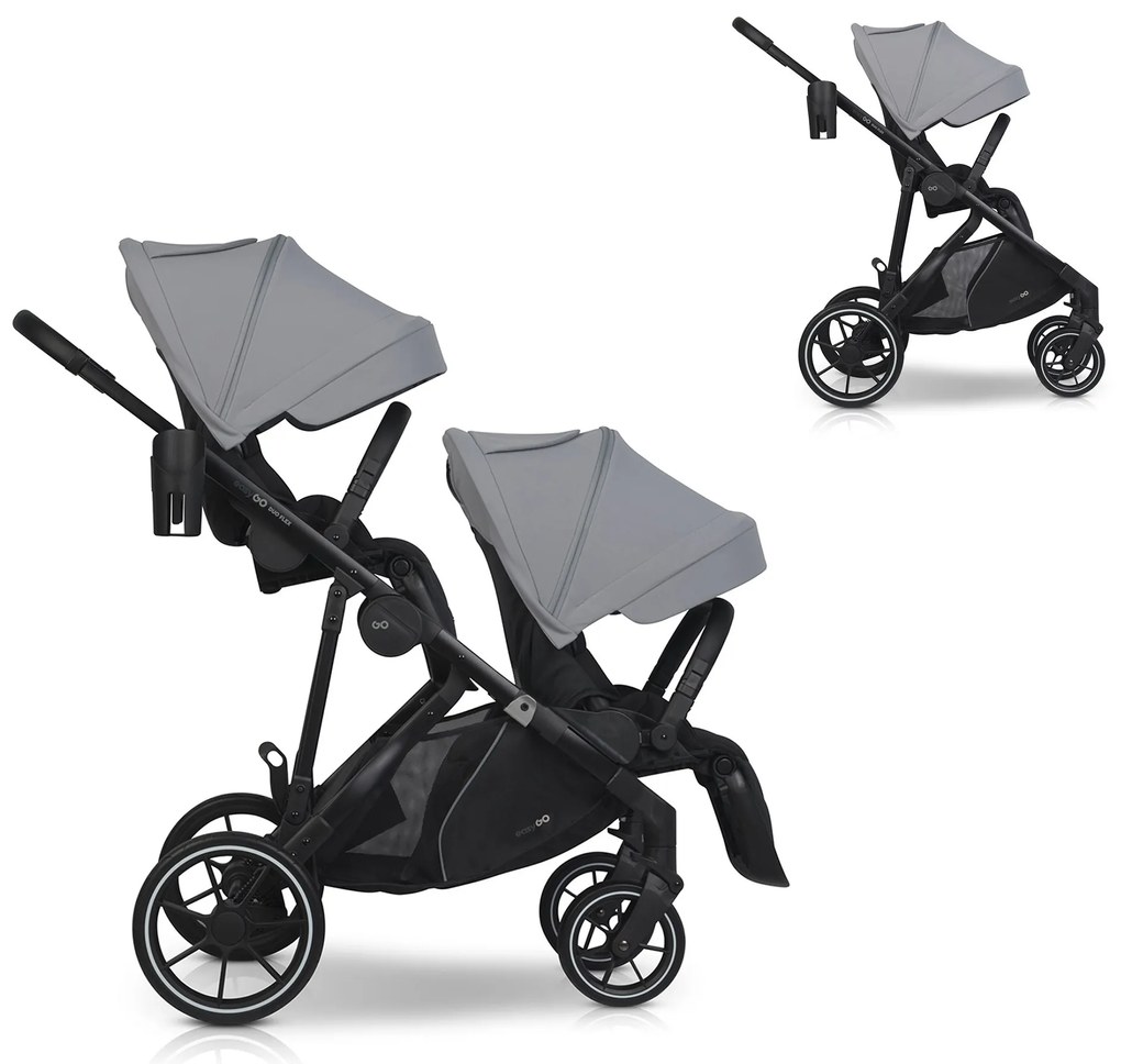 Súrodenecký kočík EasyGo Duoflex Cloudy Gray 2 športové časti