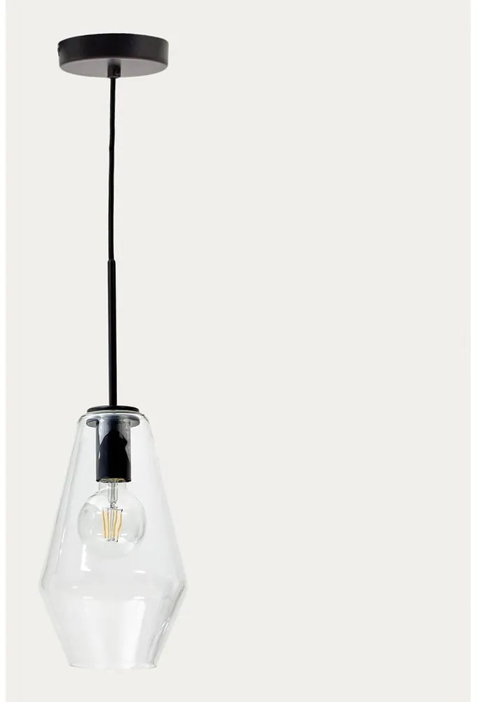 Čierne závesné svietidlo so skleneným tienidlom ø 17 cm Mao – Kave Home